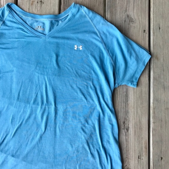 🍁 Under Armor Blue Shirt Short-Sleeved Size: XL - Picture 5 of 6
